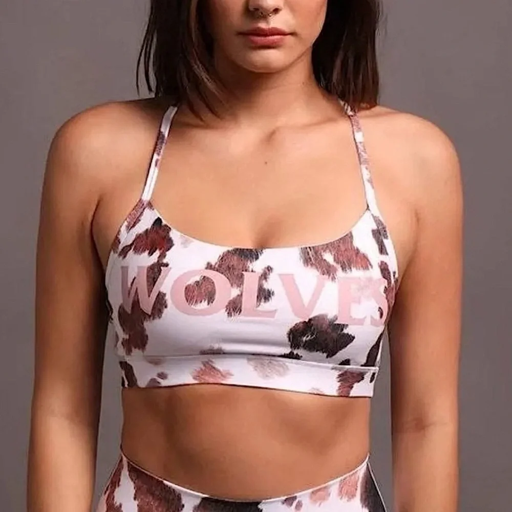 Darc Sport She Solid Hardcore Everyday Sports Bra Carbon Cow Print Medium Wolves